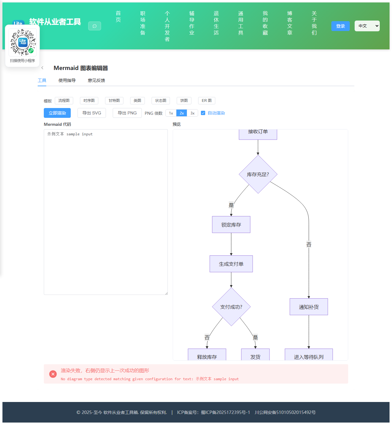 Mermaid 图表编辑器 使用截图