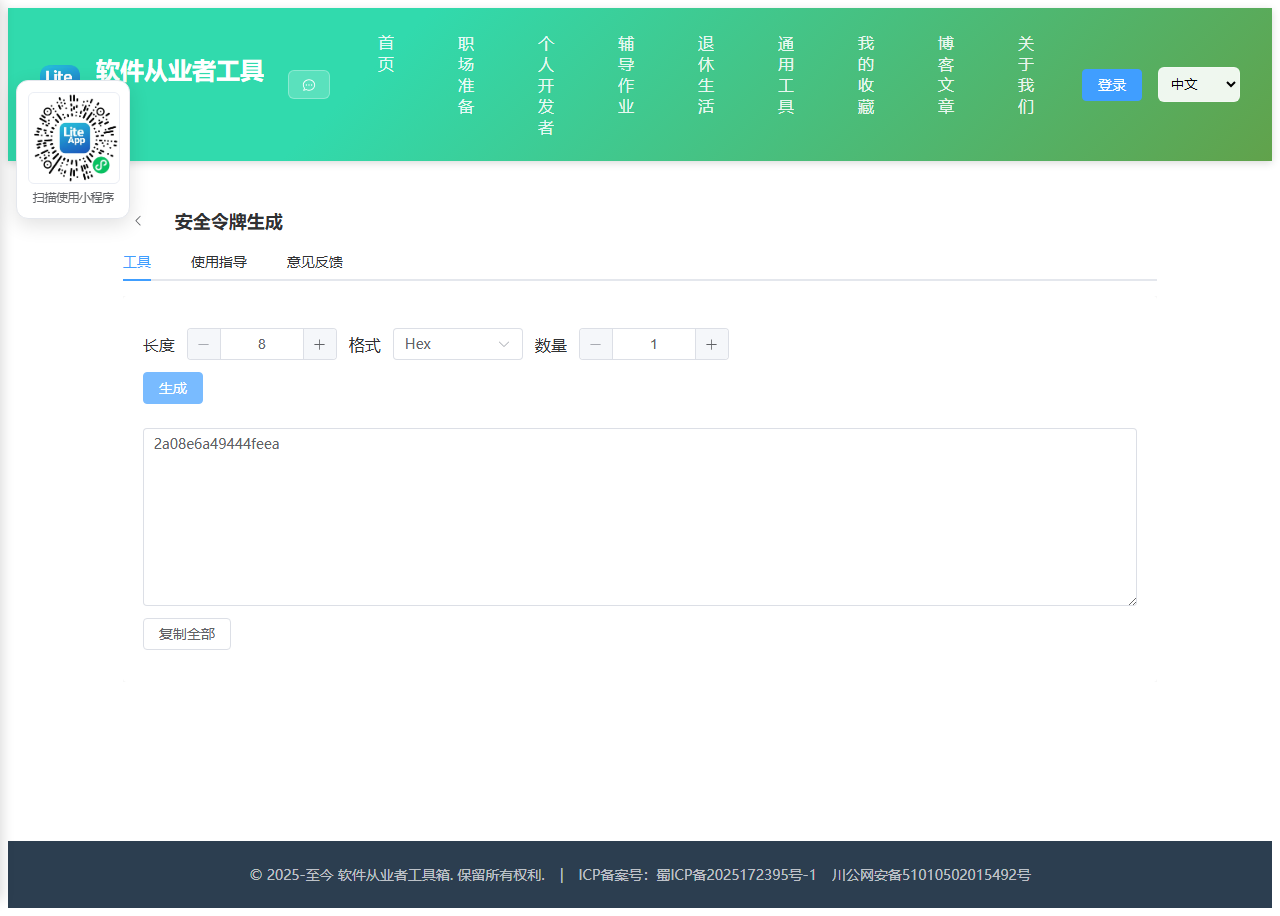 安全令牌生成 使用截图
