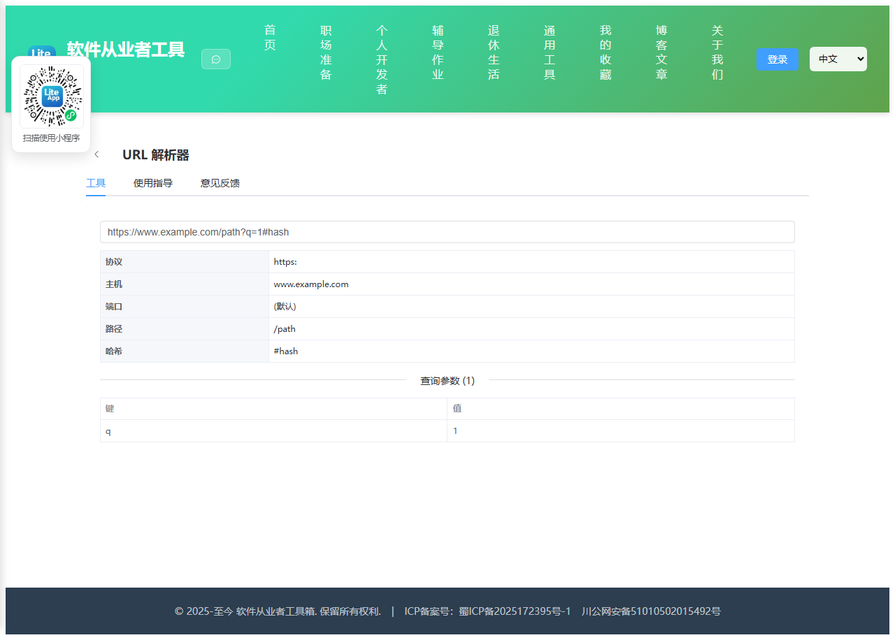 URL 解析器 使用截图
